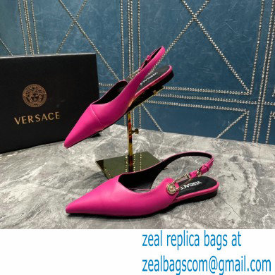 Versace Leather Safety Pin Slingback Flats Fuchsia 2023 - Click Image to Close