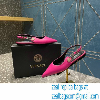 Versace Leather Safety Pin Slingback Flats Fuchsia 2023