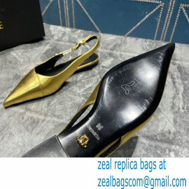 Versace Leather Safety Pin Slingback Flats Gold 2023 - Click Image to Close