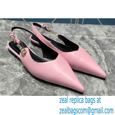 Versace Leather Safety Pin Slingback Flats Pink 2023