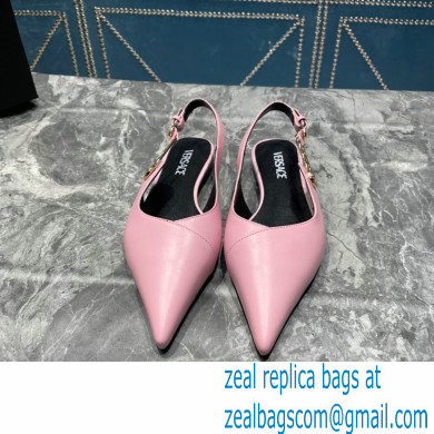 Versace Leather Safety Pin Slingback Flats Pink 2023