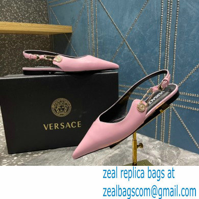 Versace Leather Safety Pin Slingback Flats Pink 2023 - Click Image to Close