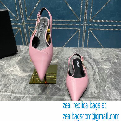 Versace Leather Safety Pin Slingback Flats Pink 2023
