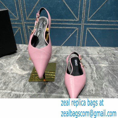 Versace Leather Safety Pin Slingback Flats Pink 2023 - Click Image to Close