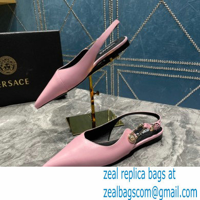 Versace Leather Safety Pin Slingback Flats Pink 2023