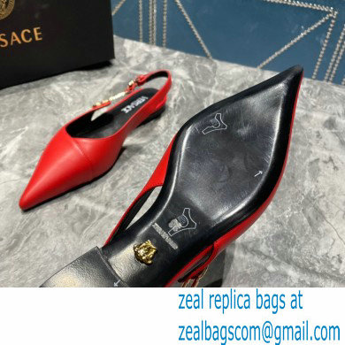 Versace Leather Safety Pin Slingback Flats Red 2023