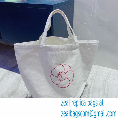 chanel camellia vintage canvas shopping bag white 2023