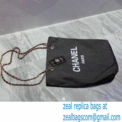 chanel gray denim shopping bag 2023
