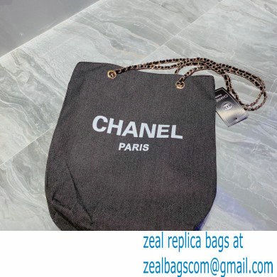 chanel gray denim shopping bag 2023