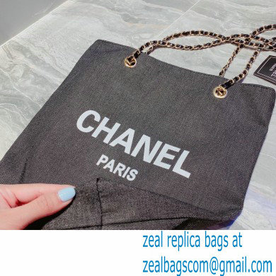 chanel gray denim shopping bag 2023