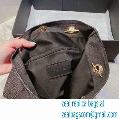 chanel gray denim shopping bag 2023
