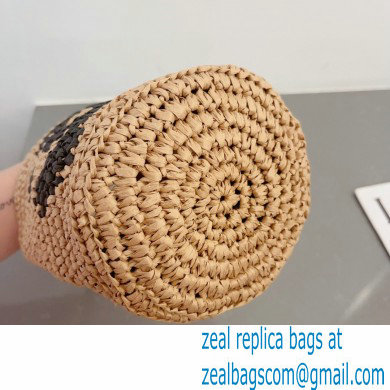 chanel logo printed raffia bucket bag 2023