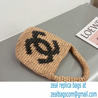 chanel logo printed raffia bucket bag 2023