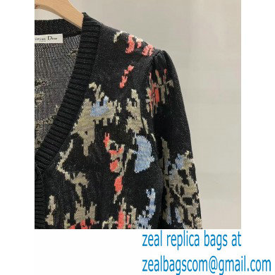 dior Black Hemp Jacquard with Multicolor Dior Petites Fleurs Motif cardigan 2023 - Click Image to Close