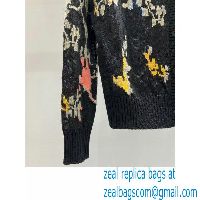 dior Black Hemp Jacquard with Multicolor Dior Petites Fleurs Motif cardigan 2023 - Click Image to Close