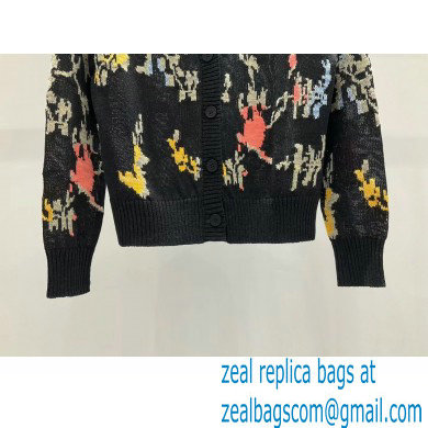 dior Black Hemp Jacquard with Multicolor Dior Petites Fleurs Motif cardigan 2023 - Click Image to Close