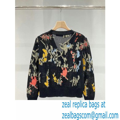 dior Black Hemp Jacquard with Multicolor Dior Petites Fleurs Motif cardigan 2023