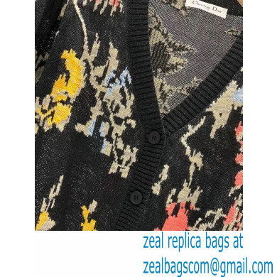 dior Black Hemp Jacquard with Multicolor Dior Petites Fleurs Motif cardigan 2023