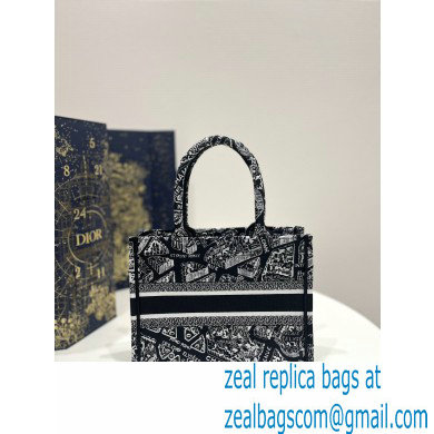 dior Black and White Plan de Paris Embroidery small book tote bag 2023 - Click Image to Close