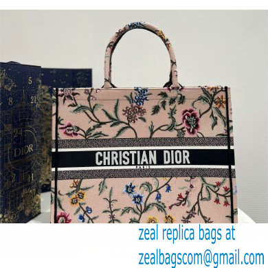 dior Natural Multicolor Raffia Embroidered with Dior Petites Fleurs large book tote bag 2023