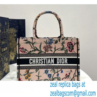 dior Natural Multicolor Raffia Embroidered with Dior Petites Fleurs medium book tote bag 2023 - Click Image to Close