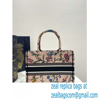 dior Natural Multicolor Raffia Embroidered with Dior Petites Fleurs medium book tote bag 2023