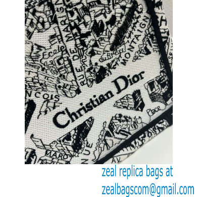 dior White and Black Plan de Paris Embroidery large book tote bag 2023