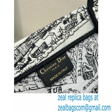 dior White and Black Plan de Paris Embroidery large book tote bag 2023
