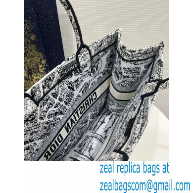 dior White and Black Plan de Paris Embroidery large book tote bag 2023