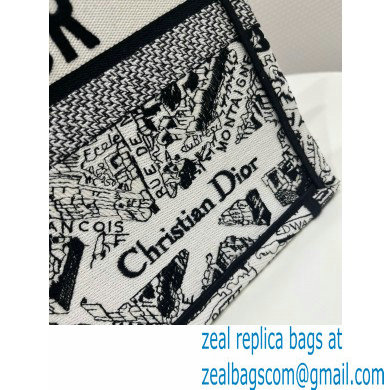 dior White and Black Plan de Paris Embroidery medium book tote bag 2023 - Click Image to Close