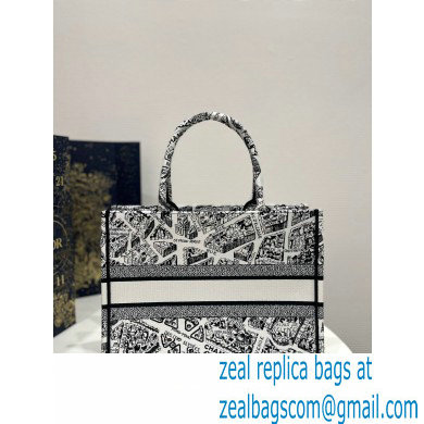 dior White and Black Plan de Paris Embroidery medium book tote bag 2023