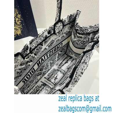 dior White and Black Plan de Paris Embroidery medium book tote bag 2023