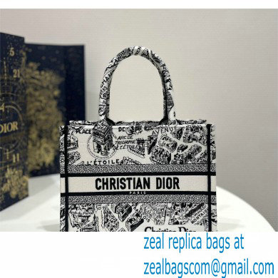 dior White and Black Plan de Paris Embroidery small book tote bag 2023