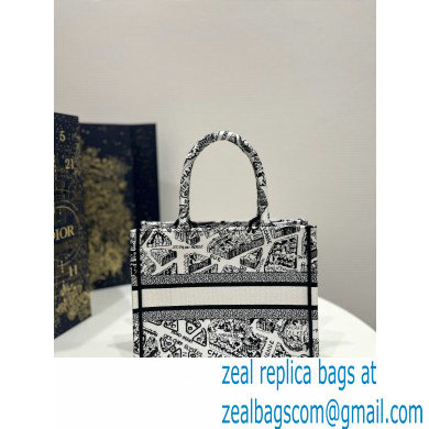 dior White and Black Plan de Paris Embroidery small book tote bag 2023