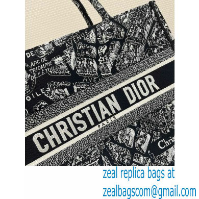 dior black and white Plan de Paris Embroidery medium book tote bag 2023 - Click Image to Close