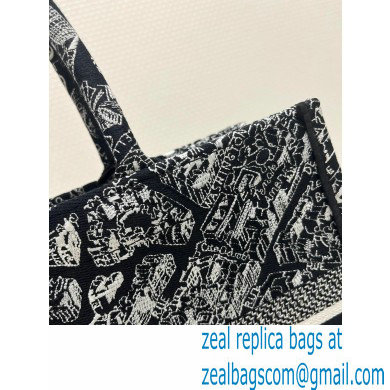 dior black and white Plan de Paris Embroidery medium book tote bag 2023 - Click Image to Close