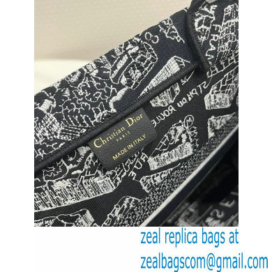 dior black and white Plan de Paris Embroidery medium book tote bag 2023