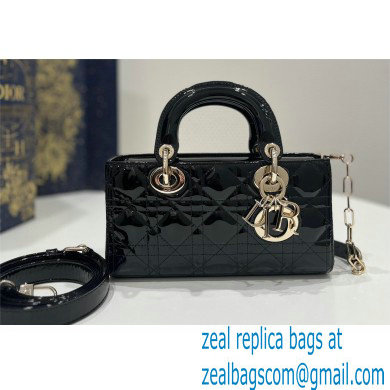 dior small Lady D-Joy Bag in black patent Cannage calfskin 2023