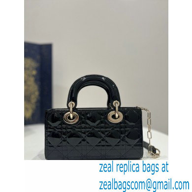 dior small Lady D-Joy Bag in black patent Cannage calfskin 2023