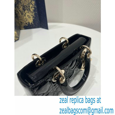 dior small Lady D-Joy Bag in black patent Cannage calfskin 2023