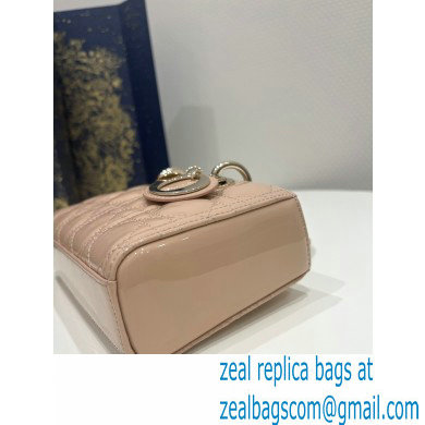 dior small Lady D-Joy Bag in sand Pink patent Cannage calfskin 2023