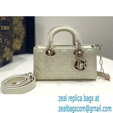 dior small Lady D-Joy Bag in white patent Cannage calfskin 2023