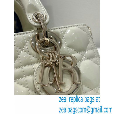 dior small Lady D-Joy Bag in white patent Cannage calfskin 2023