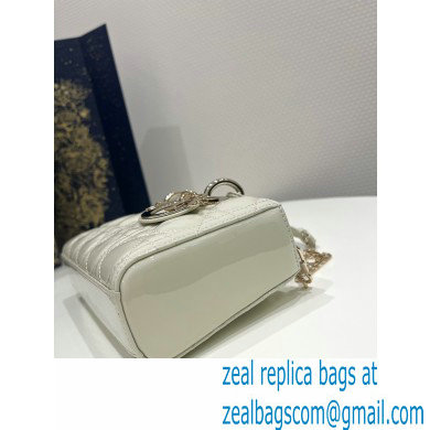 dior small Lady D-Joy Bag in white patent Cannage calfskin 2023