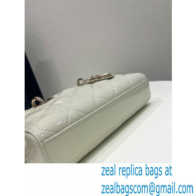 dior small Lady D-Joy Bag in white patent Cannage calfskin 2023