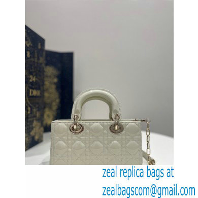 dior small Lady D-Joy Bag in white patent Cannage calfskin 2023