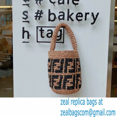 fendi ff logo printed raffia bucket bag 2023