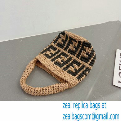 fendi ff logo printed raffia bucket bag 2023