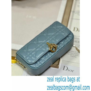 lady dior Latte Cannage Lambskin Phone Pouch blue 2023 - Click Image to Close