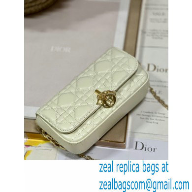 lady dior Latte Cannage Lambskin Phone Pouch white 2023